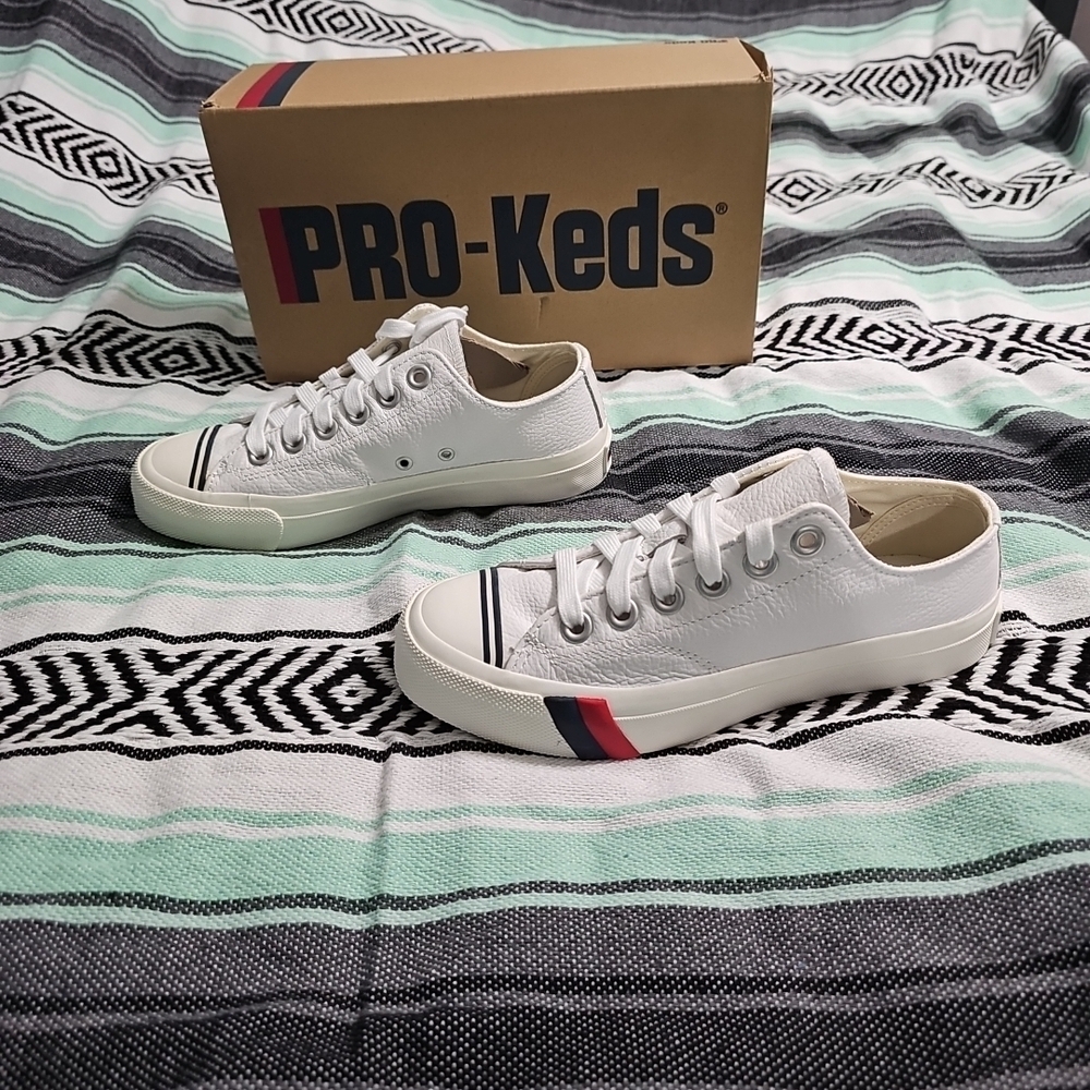 PRO-Keds Royal Lo Lace Up White Leather Men's Size 3.5/EU‎ 35.5 New In Box